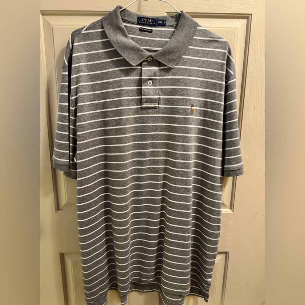 Polo by Ralph Lauren by Soft Pima Touch Polo XXL - Grey/White Striped